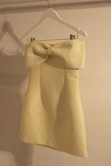 Elizabeth Tweed Bow Mini Dress - Lemon