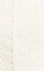 Laila Mini Linen Blend Dress - High Neck Side Cut Out Puff Sleeve Straight Dress in Off White